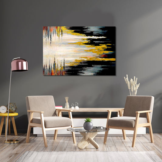 A painting of a black and gold